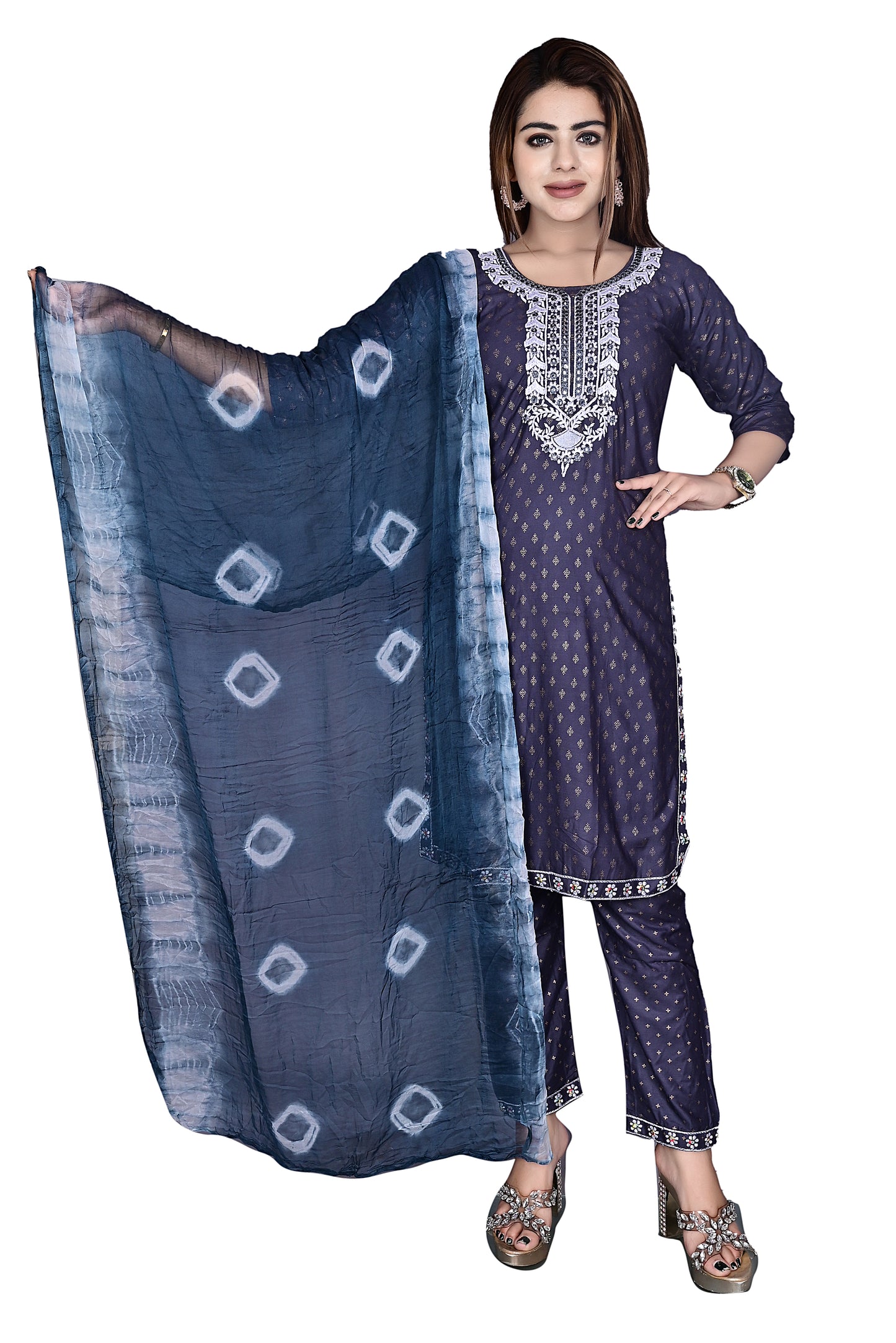 Rayon Kurti, Dupatta with Pant 3Pc suit