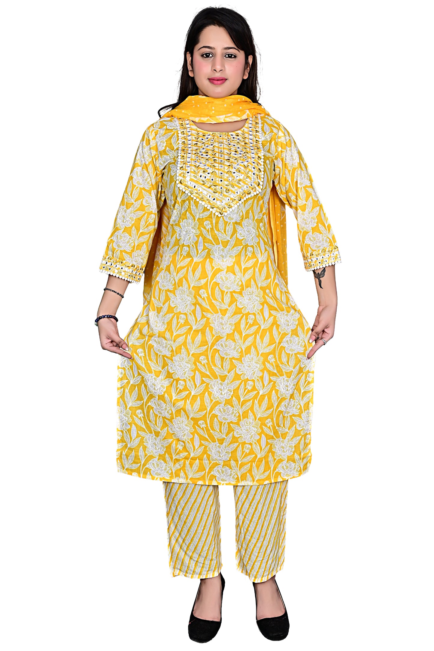 Premium Combed Cotton Ladies 3pc Kurta Pant suit with Dupatta