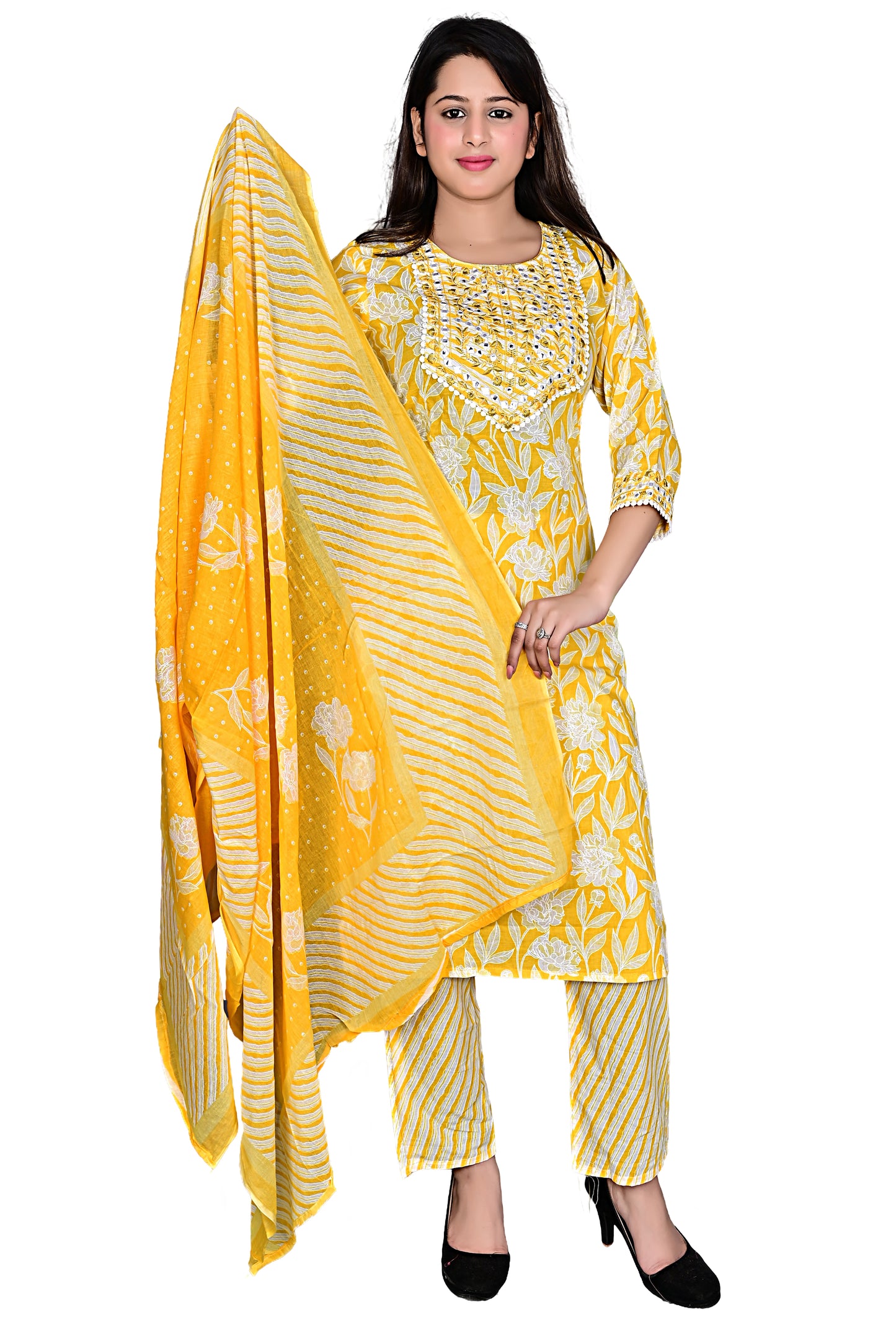 Premium Combed Cotton Ladies 3pc Kurta Pant suit with Dupatta