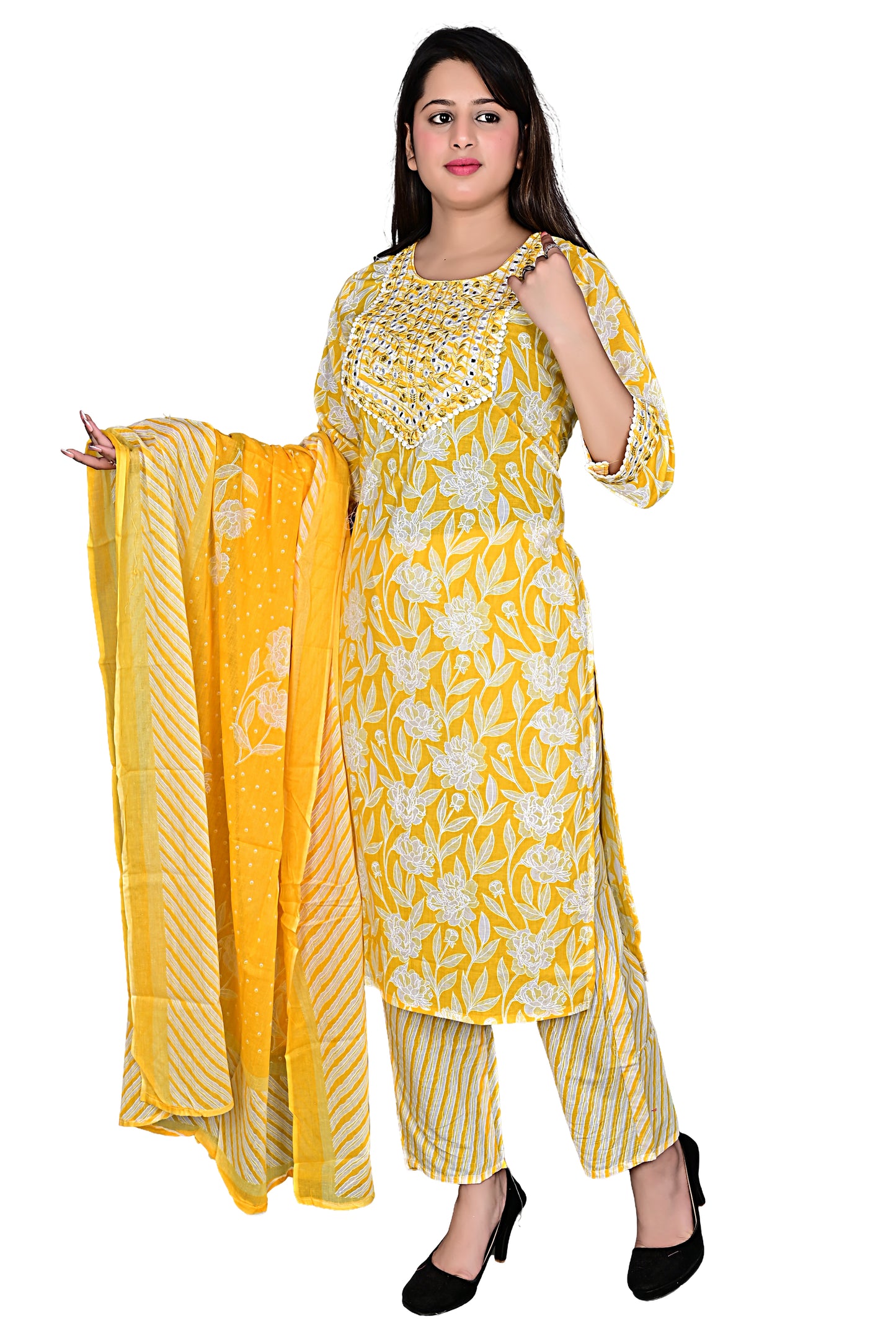 Premium Combed Cotton Ladies 3pc Kurta Pant suit with Dupatta
