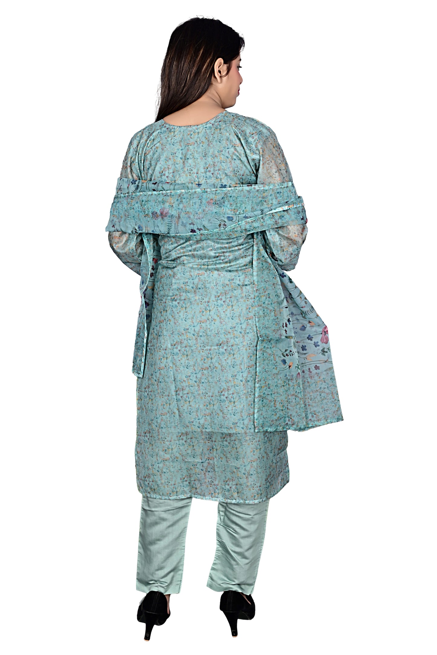 Green Organza Silk Kurta Pant set with Dupatta