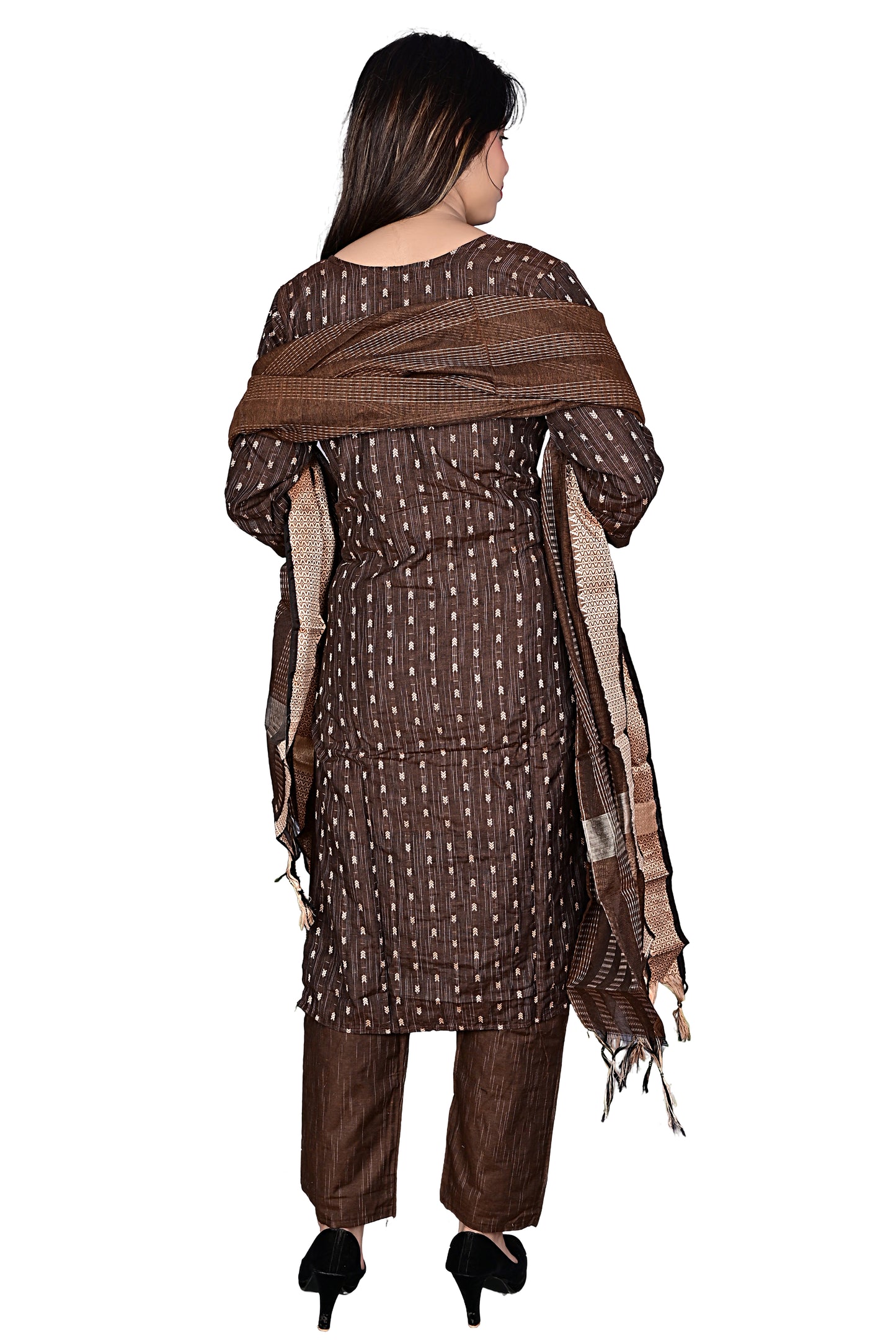 Cotton mirror work 3Pc Kurta Pant suit with Dupatta