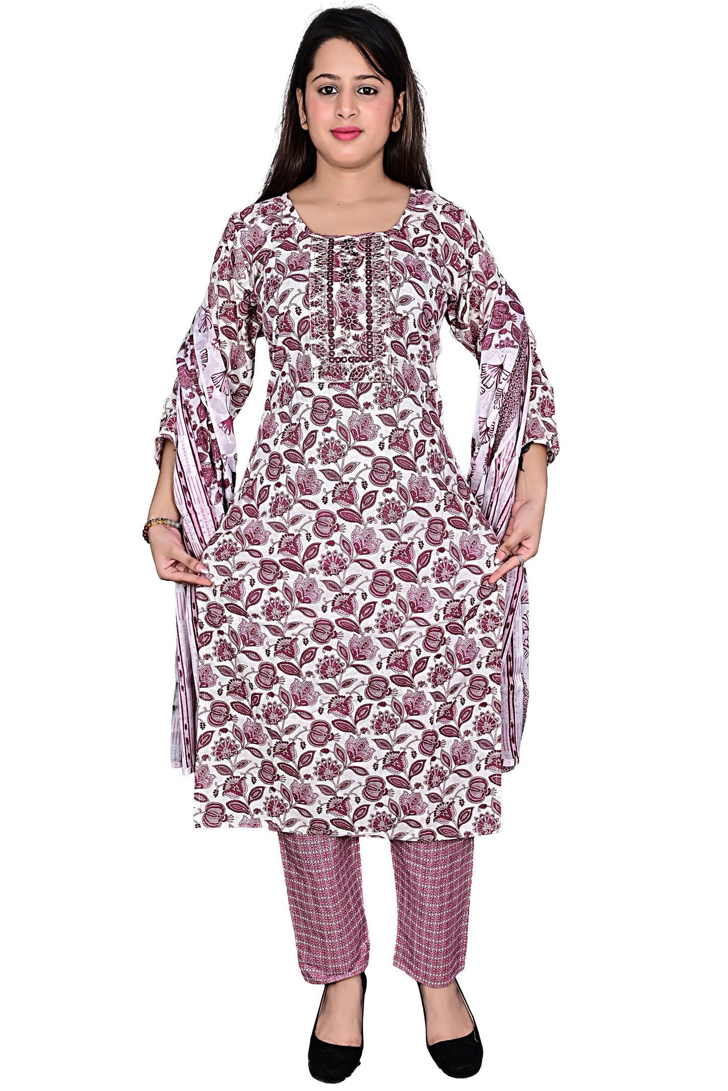 Cotton Ladies 3pc Kurta Pant suit with Dupatta