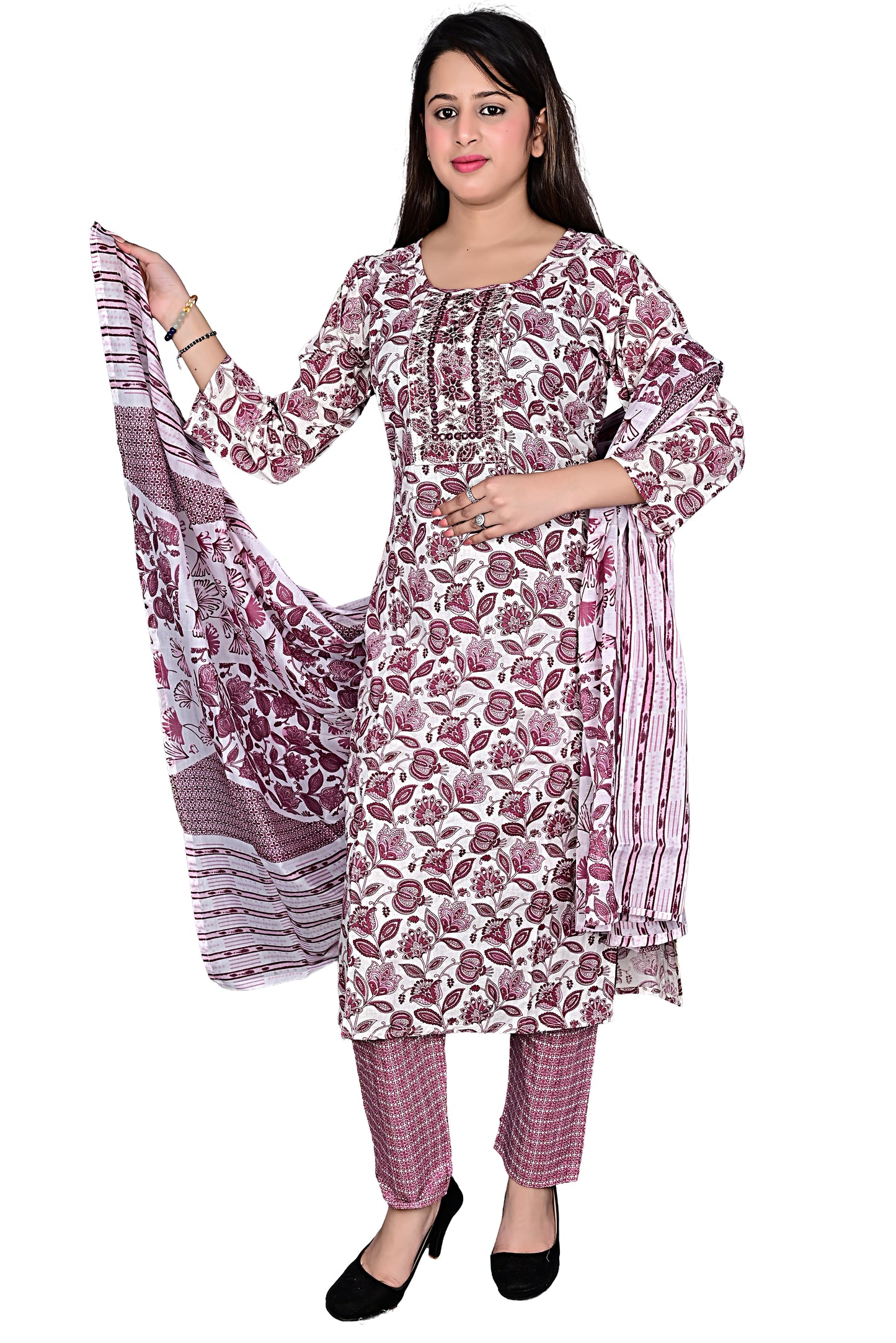 Cotton Ladies 3pc Kurta Pant suit with Dupatta