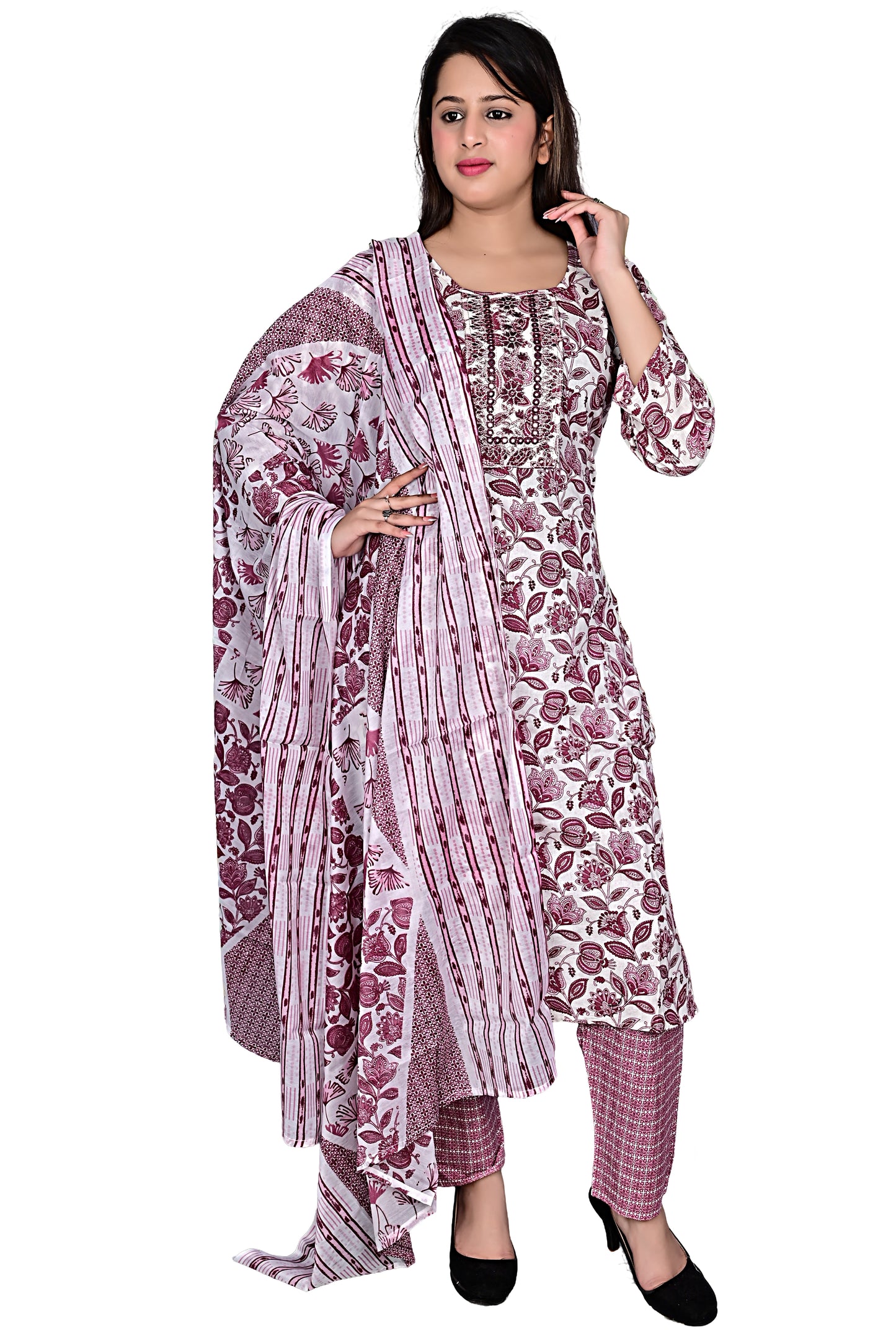 Cotton Ladies 3pc Kurta Pant suit with Dupatta