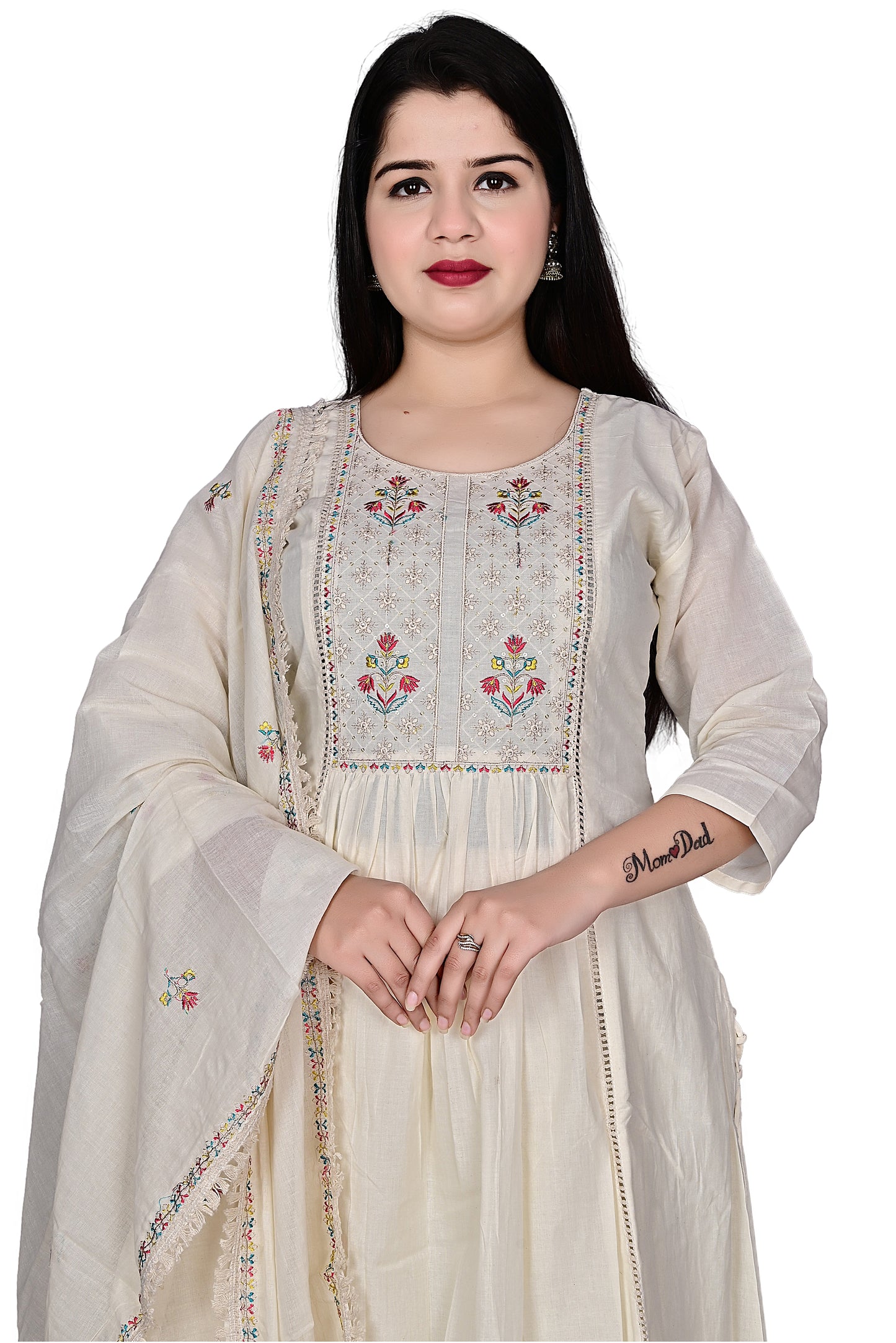 Premium Pure Kora Cotton Ladies 3pc Kurta Palazzo suit with Dupatta