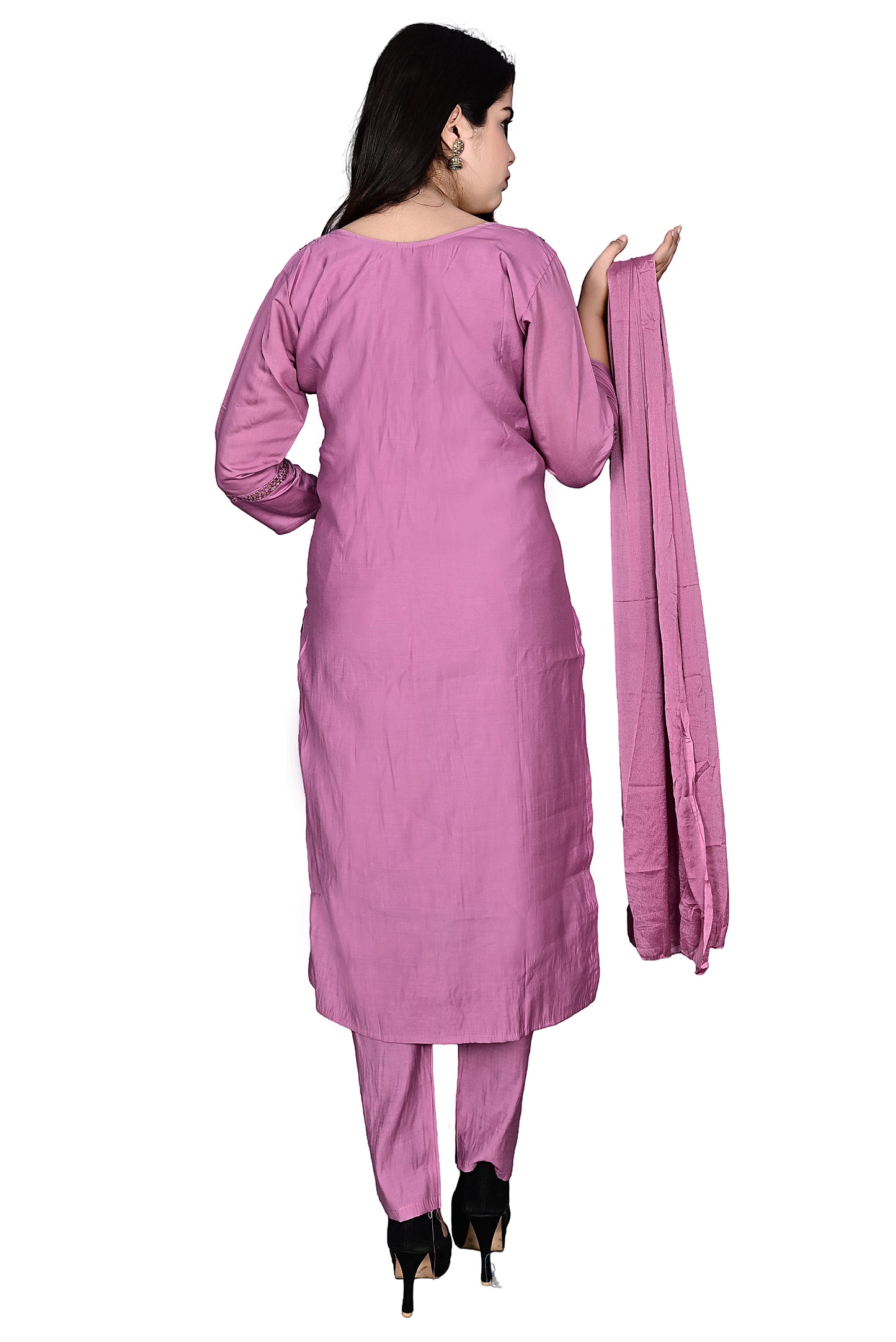 Rose Gold Silk Pakistani work Kurta Pant set with Dupatta