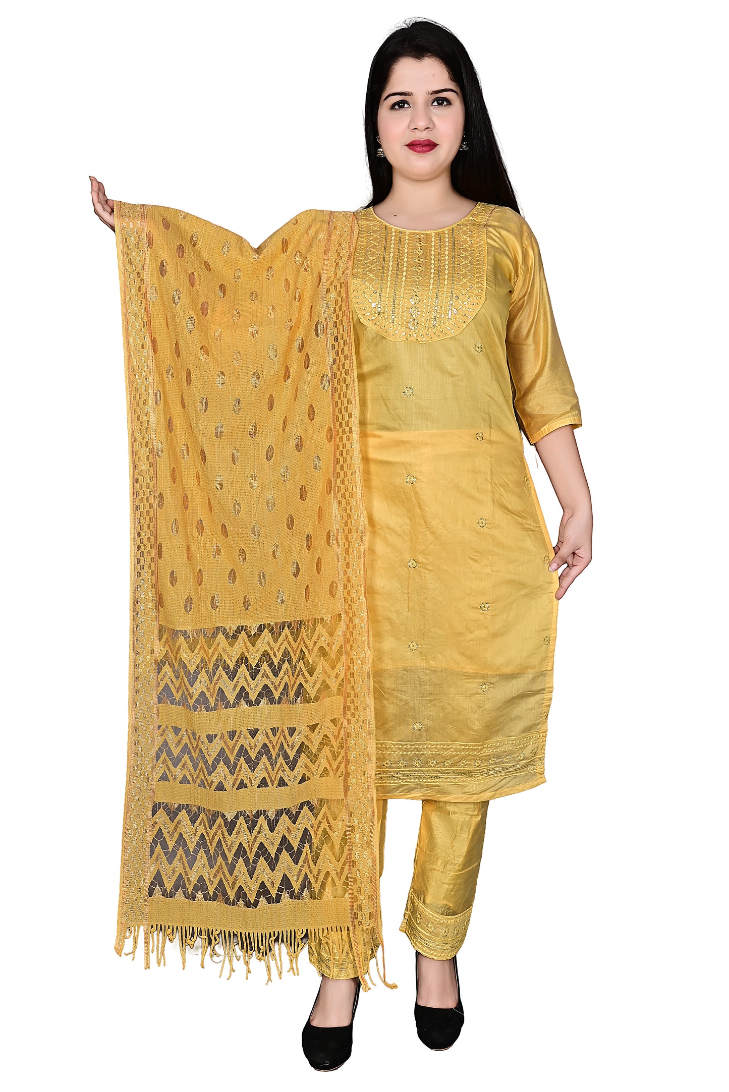 Chanderi Silk Kurta Pant set with Dupatta