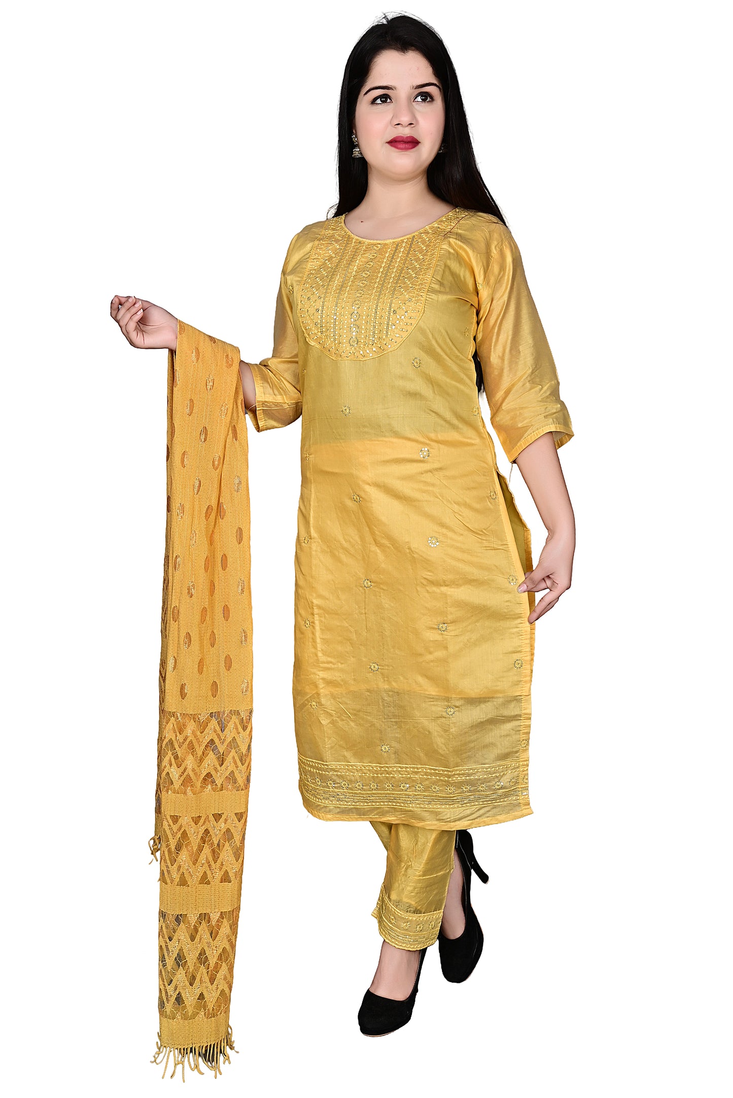 Chanderi Silk Kurta Pant set with Dupatta