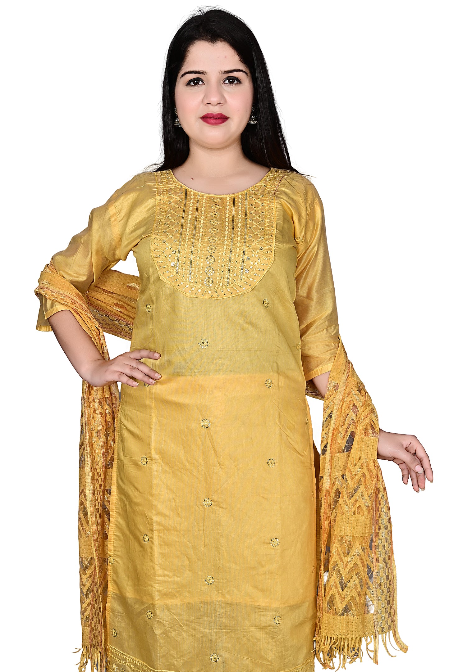 Chanderi Silk Kurta Pant set with Dupatta